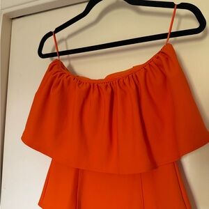Zara Orange Ruffle Top